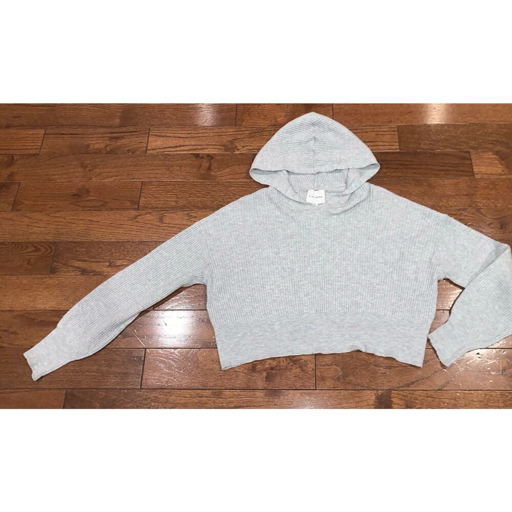 Pink Rose‎ Gray Ribbed Cropped Hoodie Size S